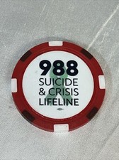Poker Chip 988 Suicide & Crisis Lifeline You Matter We Care Set Of 10 Chips picture