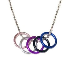 GENDERFLUID PRIDE FREEDOM RINGS NECKLACE 20" Ball Chain LGBTQ Gender Fluid Flag picture