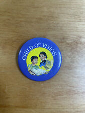 Child Of Vision Computer Learning Image Blue Vintage Metal Pinback Pin Button picture