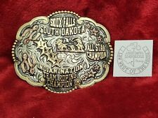 RODEO INDIAN TEAM ROPING CHAMPION TROPHY BELT BUCKLE☆SIOUX FALLS S.D.☆1997☆367 picture