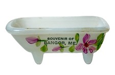 BANGOR MAINE ME ANTIQUE Souvenir DEPRESSION Glass TRINKET BATHTUB picture