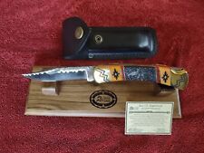 Buck 110 Knife 6/50 Yellowhorse Chipflint Custom Oyster Coral Brass Eagle Dancer picture