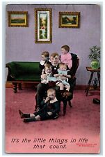 1910 Grandpa And Babies Parenting Humor Bamforth Posted Antique Postcard picture