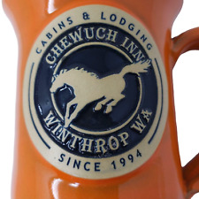Deneen Pottery Stoneware Mug Chewuch Inn Winthrop Washington Orange Coffee Cup picture