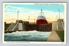 Soo MI-Michigan, Locking Down Sabin Lock, Steamer Farrell, Vintage Postcard picture