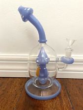 9” Premium Glass Water Pipe Mushroom Disco Perc Berry Blue 14mm picture