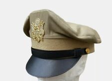 WW2 US ARMY OFFICERS CRUSHER SERVICE KHAKI VISOR CAP/HAT picture