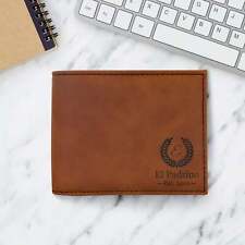Men's Wallet, Premium Customized Rawhide Laserable Leatherette Bi-Fold Wallet Wi picture