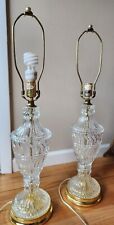 Vintage Mid 20th Century Leviton Crystal Glass Boudoir Table Lamps Parlor 29