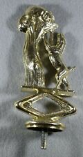 Vintage Metal Dog Trophy Topper-Dog Chasing Raccoon Up Tree-New Old Stock  picture