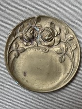 Antique Art Nouveau Bronze Embossed Rose Small Candy Dish - G Huygens - Belgium picture
