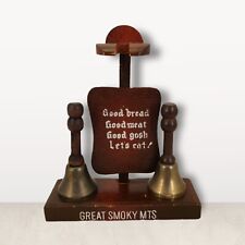 Vintage 1960s Wooden Stand Dinner Bell Holder With Bells 