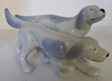 Vintage Blue White Pointers Hunting Hounds Dogs Figurine picture