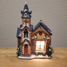 Vtg East West Distributing Co Ceramic Christmas Village Church picture