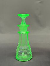 Vintage Depression Uranium Vaseline Glass Perfume Bottle Dauber Stopper 5 1/4