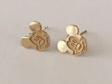 Vintage 10k Yellow Gold .62g Mickey Mouse Head Disney Etched Stud Earrings  picture