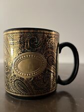 Vtg Potpourri Designs Pillars Coffee Tea Cup 14K Gold Paisley 1995  Black 14 OZ picture