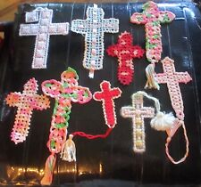 VINTAGE LOT OF 9 CROCHETED CROSSES picture