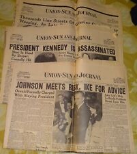1963 Lockport NY Union-Sun Newspapers (Nov 22,23,25) JFK KILLED LBJ SWORN ETC. picture