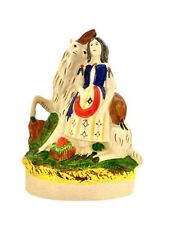 Staffordshire Women and Pet Llama Figurine Authentic Vintage Collectibles Decor picture