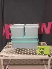 Tupperware Freezer Containers Set of 4 Teal Lids - NEW picture