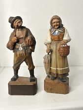 Lot Of 2  Antique/ Vintage Hand Carved Wood Black Forest Man And Woman -Swiss picture