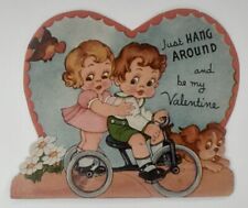Valentine Greeting Campbell's Soup Kids Boy & Girl Puppy Riding A Tricycle 1920s picture