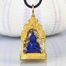 Buddha Image Gold Vermeil Sterling Pagoda Lapis Lazuli Pendant Amulet 16.00 g picture