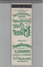 Matchbook Cover Pisos Remedy For Catarrh Cures The Disease Warren, PA picture