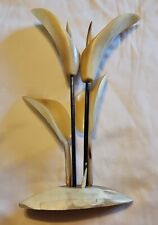 Vintage Steer-Ox-Cow Horn Hand Made Flower Display MCM picture