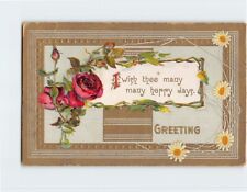 Postcard I Wish Thee Many Many Happy Days Greeting Embossed Card picture