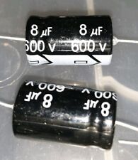 QTY 10 New MIEC 8UF 600V 105C Axial Electrolytic Capacitors. ( 650-volt surge ) picture
