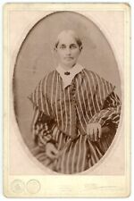 CIRCA 1890'S CABINET CARD Elderly Woman Striped Dress Willis Crawfordsville IN picture