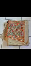 Old Multicolor Hand Made Cotton Embroidery Indian California King Size Bed Cover picture
