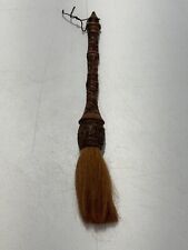 Vintage Chinese Horse Hair Calligraphy Brush Wooden Handle Carved picture