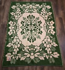 Swan 100% Wool Blanket Reversible Floral Design Thick Heavy Warm 52