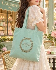 LADUREE tote bag blue organic cotton logo tote bag . picture