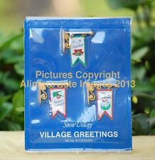 3-PK Snow Village Department 56 VILLAGE GREETINGS BANNERS Metal Signs NEW 54186 picture