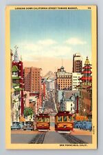 San Francisco CA-California, Down California Street to Market, Vintage Postcard picture