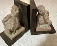 Shearing Pharmaceutical Advertising Bookends Pre-Colombian Repro Clay Sculptures picture