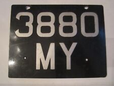 1950'S MOTORCYCLE LICENSE PLATE - BLACK & SILVER - 9 1/2