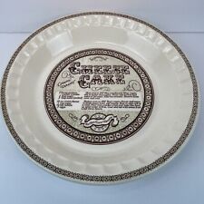 Vintage 1983 Cheesecake Pie Plate with Recipe by Jeannette Royal China 11 inches picture