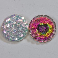 Vintage Buttons Peacock colored Iridescent Swirl luster mermaid volcano rainbow picture