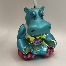 Hippo Yoga Statue Meditation Hippo Christmas Ornament Tree Decor Glass. picture