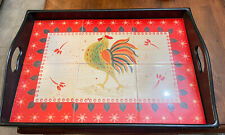 WCL China Serving Tray With Handles Rooster Tiles 18 3/4” X 12.5” Read picture