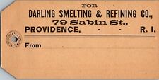 Darling Smelting & Refining Co Sabin St Providence RI hangtag late 1800s picture