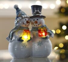 VP Home Snowman Couple Decor Christmas Figurines Resin Snowman Lighted  picture