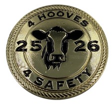 4 Hooves 4 Safety Manure 2 Methane Cow Challenge Coin Gold Tone Ag Token RARE picture