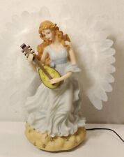 Vintage Animated Fiber Optic Angel Music Box Figurine With Wings Statue  picture