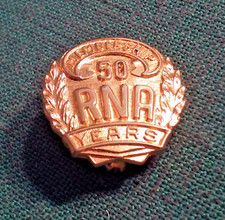 RNA 50 Year Membership Royal Neighbors of America Brooch Type Lapel Pin GoldTone picture